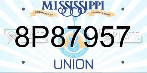 8P87957 Mississippi License Plate