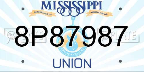 8P87987 Mississippi License Plate