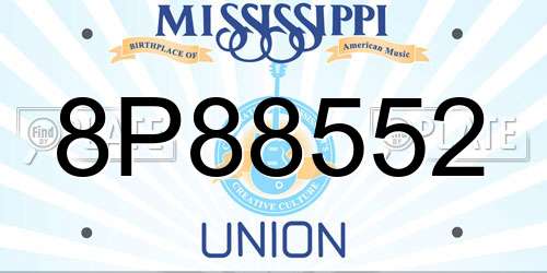 8P88552 Mississippi License Plate