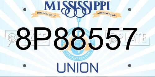 8P88557 Mississippi License Plate