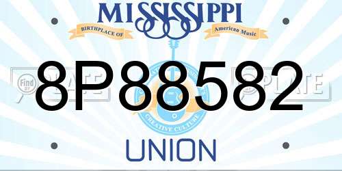 8P88582 Mississippi License Plate