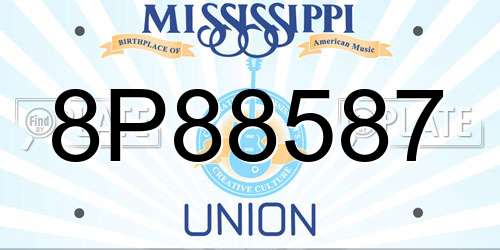 8P88587 Mississippi License Plate