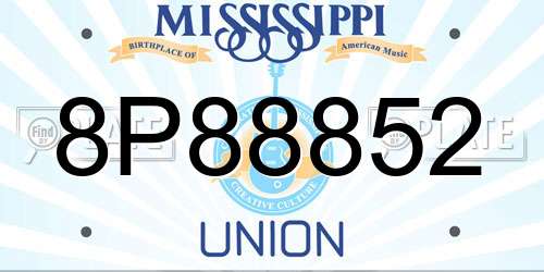 8P88852 Mississippi License Plate