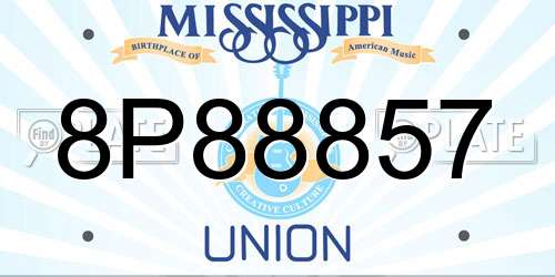 8P88857 Mississippi License Plate