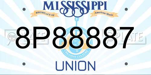 8P88887 Mississippi License Plate
