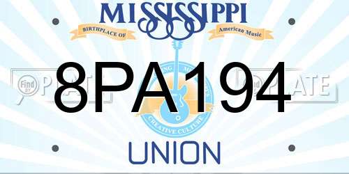 8PA194 Mississippi License Plate
