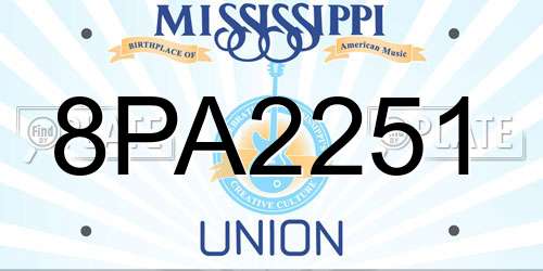 8PA2251 Mississippi License Plate