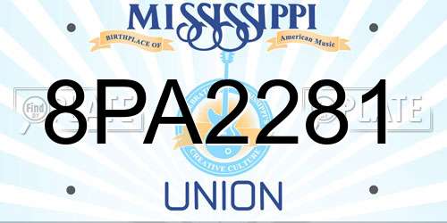 8PA2281 Mississippi License Plate