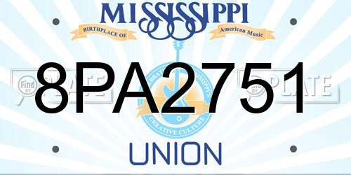 8PA2751 Mississippi License Plate