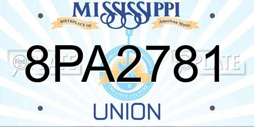 8PA2781 Mississippi License Plate