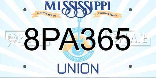 8PA365 Mississippi License Plate