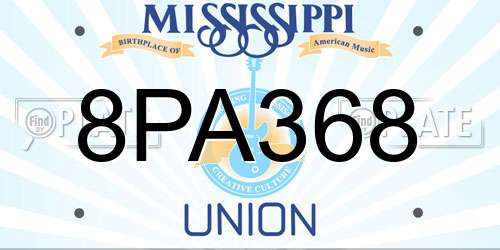 8PA368 Mississippi License Plate