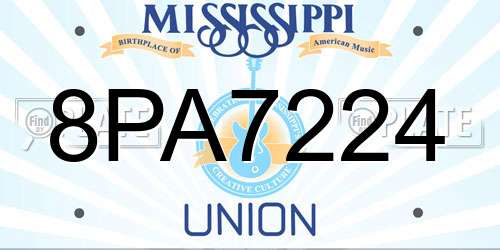 8PA7224 Mississippi License Plate