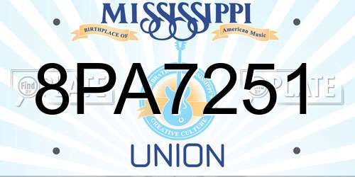8PA7251 Mississippi License Plate
