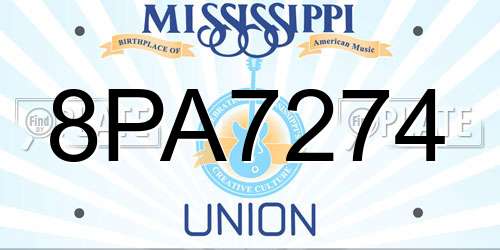 8PA7274 Mississippi License Plate