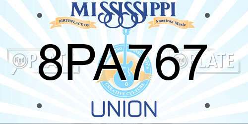 8PA767 Mississippi License Plate
