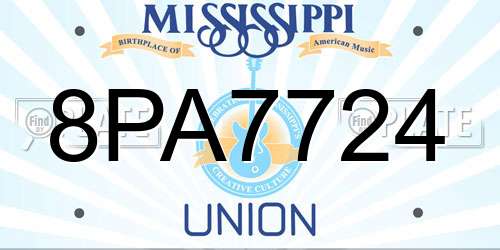 8PA7724 Mississippi License Plate