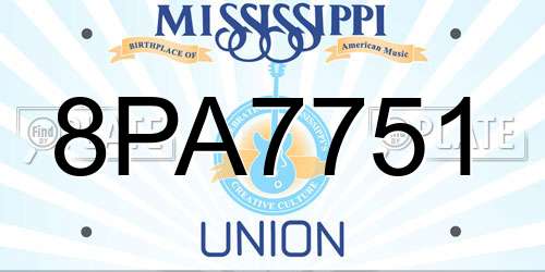 8PA7751 Mississippi License Plate