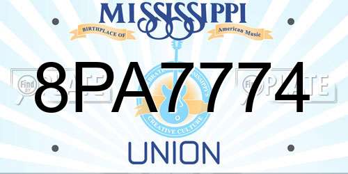 8PA7774 Mississippi License Plate