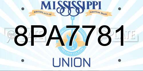 8PA7781 Mississippi License Plate