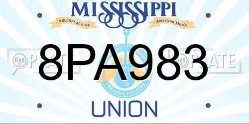 8PA983 Mississippi License Plate