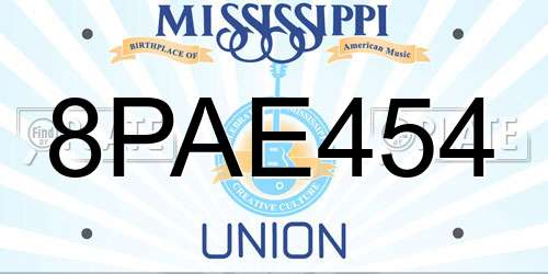 8PAE454 Mississippi License Plate