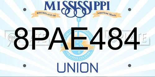 8PAE484 Mississippi License Plate
