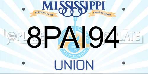 8PAI94 Mississippi License Plate