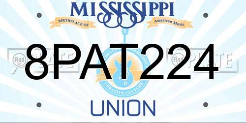 8PAT224 Mississippi License Plate