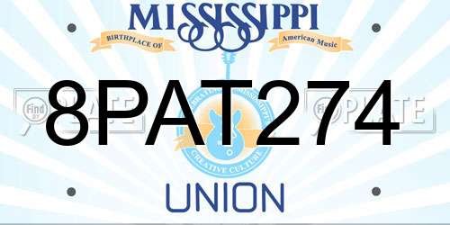 8PAT274 Mississippi License Plate