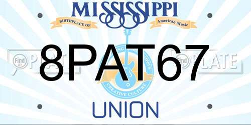 8PAT67 Mississippi License Plate