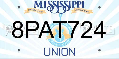 8PAT724 Mississippi License Plate
