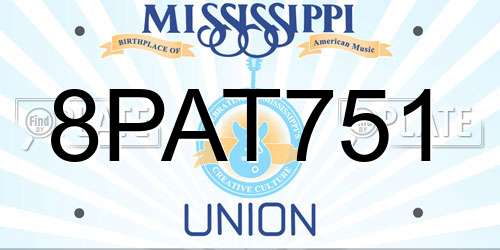 8PAT751 Mississippi License Plate