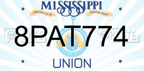 8PAT774 Mississippi License Plate