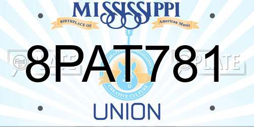 8PAT781 Mississippi License Plate