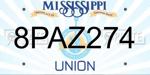 8PAZ274 Mississippi License Plate