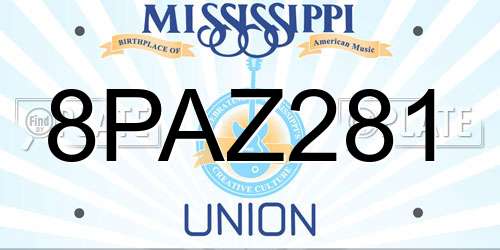 8PAZ281 Mississippi License Plate
