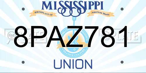 8PAZ781 Mississippi License Plate