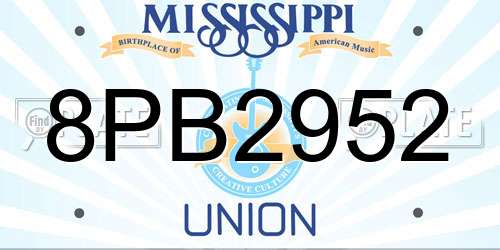 8PB2952 Mississippi License Plate