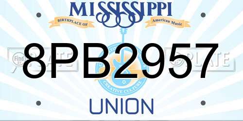 8PB2957 Mississippi License Plate