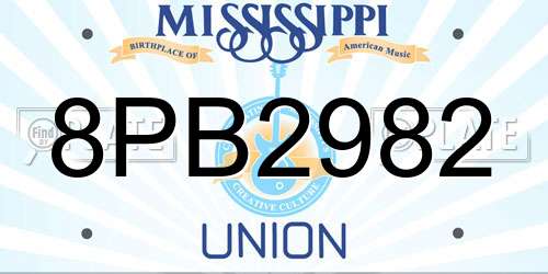 8PB2982 Mississippi License Plate