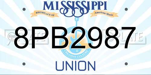 8PB2987 Mississippi License Plate