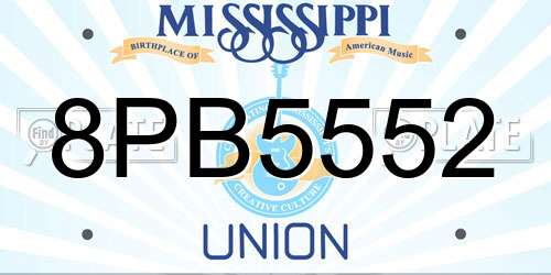 8PB5552 Mississippi License Plate