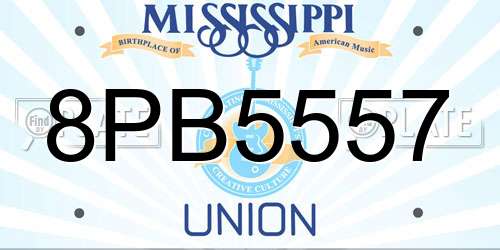 8PB5557 Mississippi License Plate