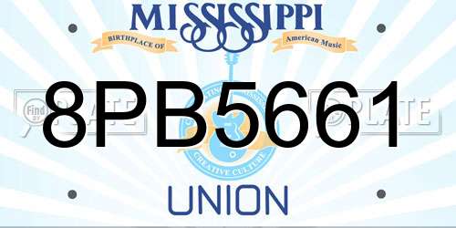 8PB5661 Mississippi License Plate