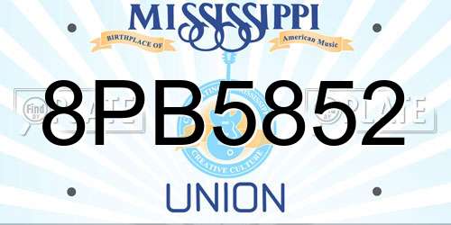 8PB5852 Mississippi License Plate