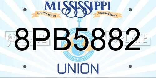 8PB5882 Mississippi License Plate