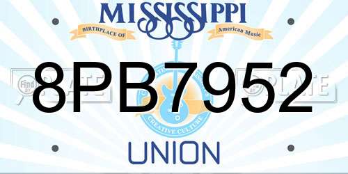 8PB7952 Mississippi License Plate