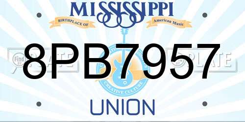 8PB7957 Mississippi License Plate