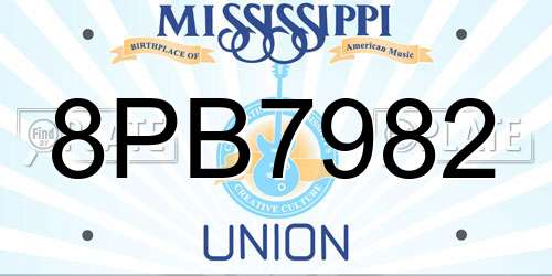 8PB7982 Mississippi License Plate